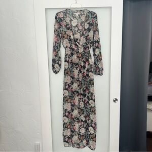 Glamorous black multi floral maxi dress M